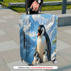 1-Piece Penguin Family Winter Mountain Snow Cute  Suitcase Luggage Cover, Stretch Protective Sleeve