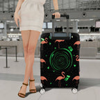 1-Piece Flamingo Geometric Spiral Pink Green Black  Suitcase Luggage Cover, Stretch Protective Sleeve