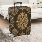 1-Piece Geometric Mandala Pattern Brown Gold Stylish Elegant Travel  Suitcase Luggage Cover, Stretch Protective Sleeve