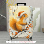 1-Piece Christmas Holiday Snow Squirrel Orange Berry  Suitcase Luggage Cover, Stretch Protective Sleeve