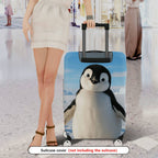 1-Piece Cute Penguin Arctic Winter Blue Sky Snow  Suitcase Luggage Cover, Stretch Protective Sleeve
