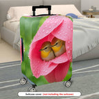 1-Piece Cute Floral Bird Nature Water Drop  Suitcase Luggage Cover, Stretch Protective Sleeve