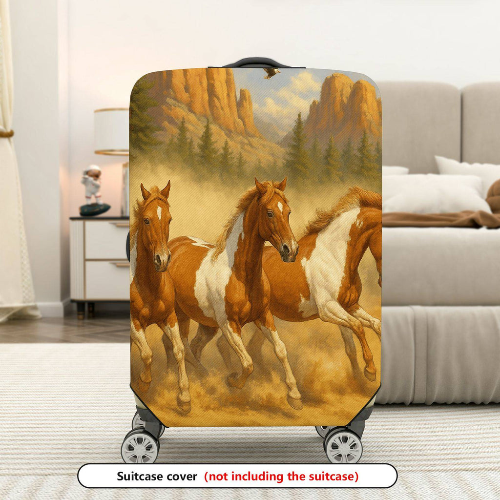 1-Piece Horse Landscape Adventure Nature Scenic Western Style  Suitcase Luggage Cover, Stretch Protective Sleeve