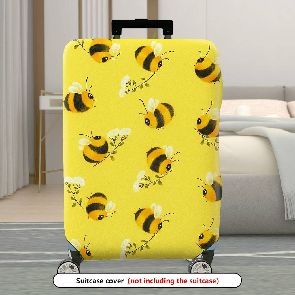1-Piece Yellow Bee Floral Nature Cute Pattern  Suitcase Luggage Cover, Stretch Protective Sleeve