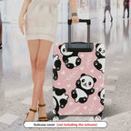 1-Piece Pink Cute Panda Heart Floral Pattern  Suitcase Luggage Cover, Stretch Protective Sleeve