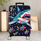 1-Piece Geometric Colorful Shark Ocean Fish Underwater  Suitcase Luggage Cover, Stretch Protective Sleeve