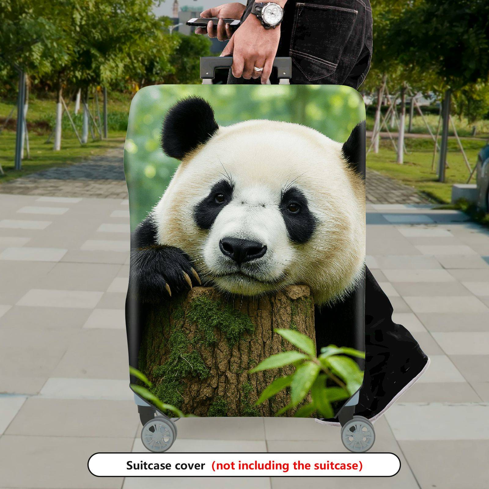 1-Piece Panda Forest Nature Wildlife Cute Animal  Suitcase Luggage Cover, Stretch Protective Sleeve