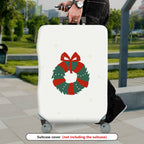 1-Piece Christmas Wreath Bow Snowflakes Holiday  Suitcase Luggage Cover, Stretch Protective Sleeve