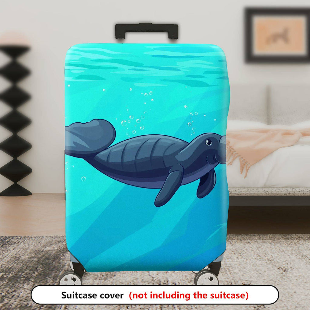 1-Piece Aqua Manatee Underwater Ocean Blue Sea  Suitcase Luggage Cover, Stretch Protective Sleeve