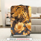 1-Piece Leopard Floral Artistic Elegant Nature Vibrant  Suitcase Luggage Cover, Stretch Protective Sleeve