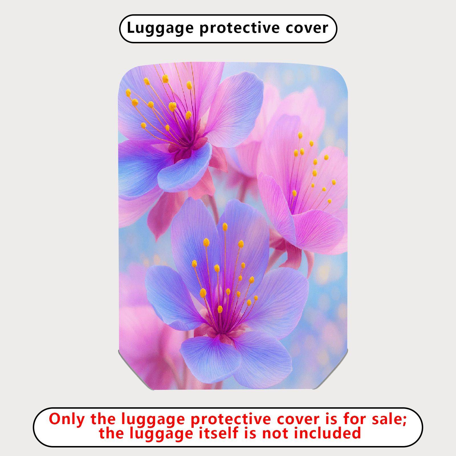 1-Piece Cherry Blossom Floral Pink Purple Yellow  Suitcase Luggage Cover, Stretch Protective Sleeve