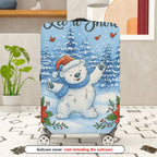 1-Piece Bear Winter Snow Christmas Holiday Floral  Suitcase Luggage Cover, Stretch Protective Sleeve