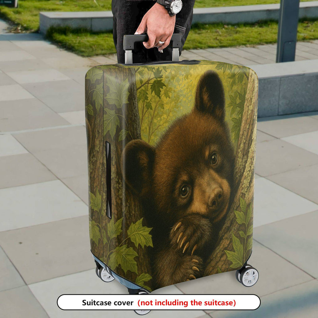 1-Piece Cute Bear Nature Forest Animal Tree  Suitcase Luggage Cover, Stretch Protective Sleeve