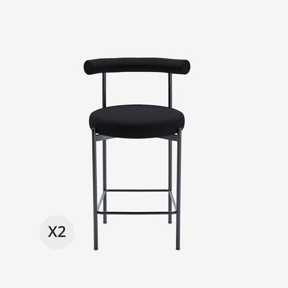 Lot de 2 chaises de bar bouclette grise anthracite Charlotte