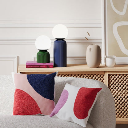 Lampe à poser en céramique bleue et globe de verre Gauguin
