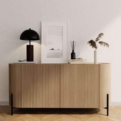 Lampe à poser en métal noir effet bois Rousseau