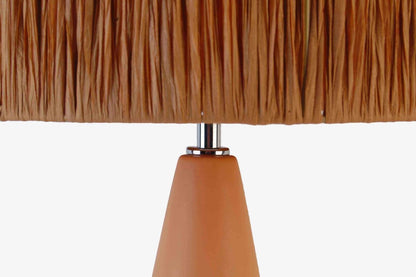 Lampe à poser en terre cuite et raphia
