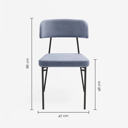 Lot de 2 chaises en velours bleu perle
