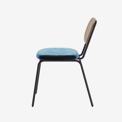 Lot de 2 chaises en rotin et velours bleu Gabrielle