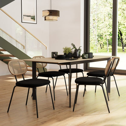 Lot de 2 chaises en rotin et velours noir Gabrielle