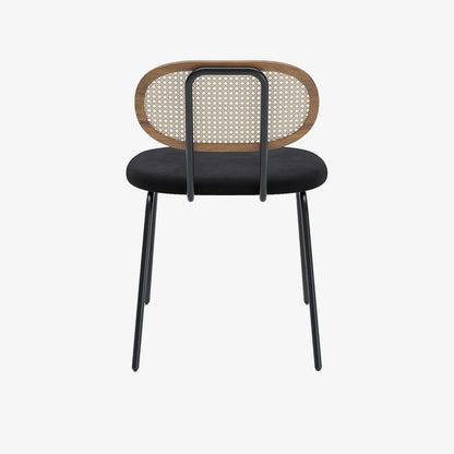 Lot de 2 chaises en rotin et velours noir Gabrielle