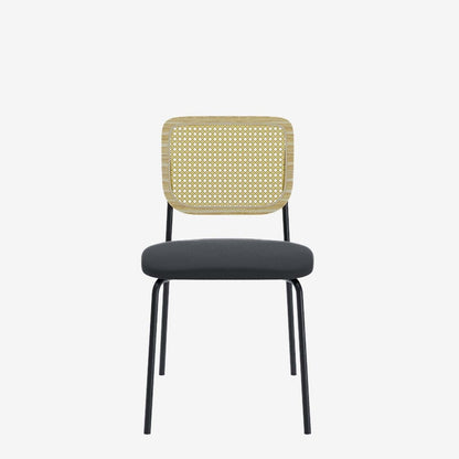 Lot de 2 chaises en rotin et velours noir Juna