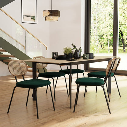 Lot de 2 chaises en rotin et velours vert Gabrielle