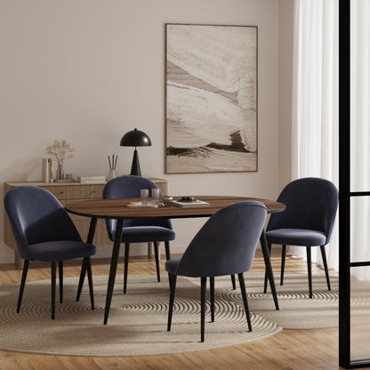 Lot de 2 chaises en velours bleu &amp; métal noir Nina