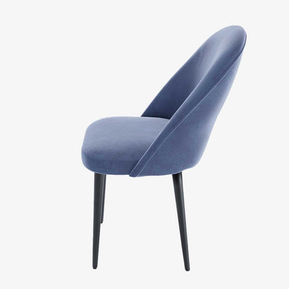 Lot de 2 chaises en velours bleu &amp; métal noir Nina