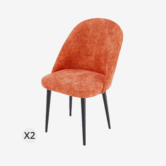Lot de 2 chaises en velours &amp; métal noir