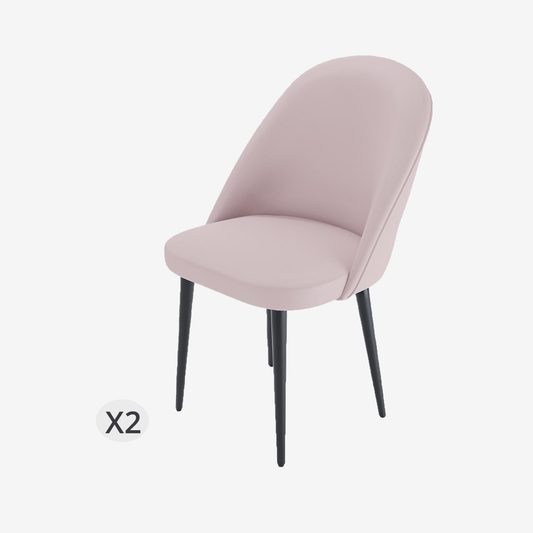 Lot de 2 chaises en velours rose &amp; métal noir Nina