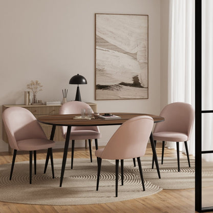 Lot de 2 chaises en velours rose &amp; métal noir Nina