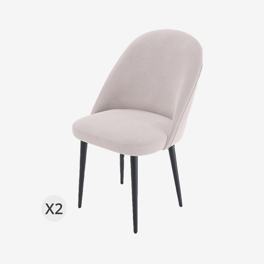 Lot de 2 chaises tissu &amp; métal noir