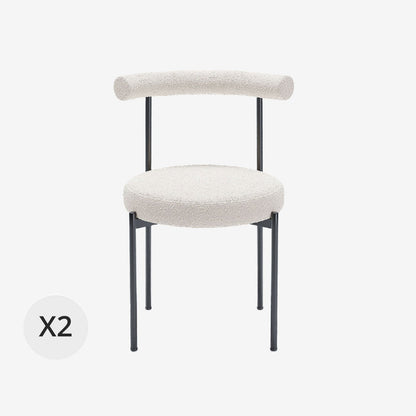 Lot de 2 chaises de salle à manger design moderne, bouclette blanche Julia