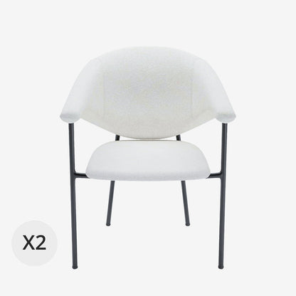 Lot de 2 chaises avec accoudoirs design en velours beige Jeanne
