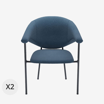 Lot de 2 chaises avec accoudoirs design en velours bleu Jeanne