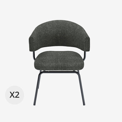 Lot de 2 chaises avec accoudoirs tendance en tissu chenille gris-anthracite Silva
