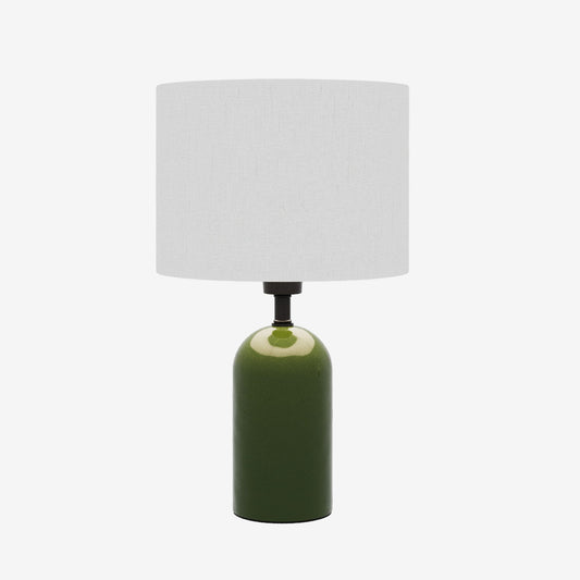 Becker - Lampe à poser en céramique verte avec abat-jour en lin naturel