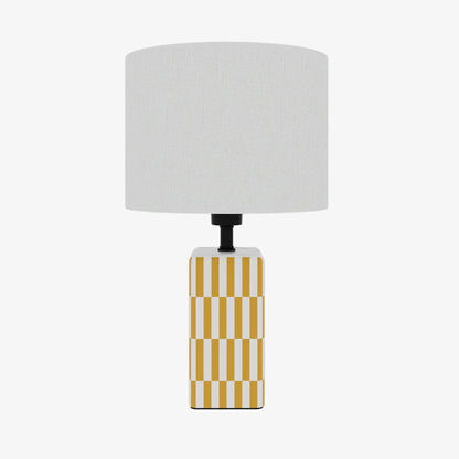Lampe à poser Manet – céramique jaune et lin naturel