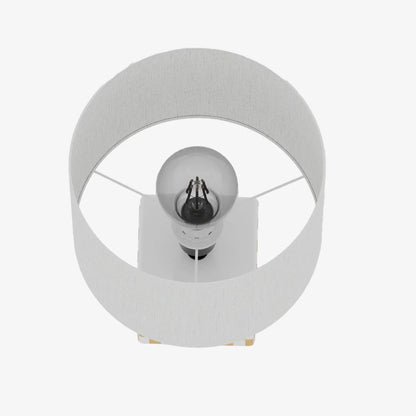 Petite lampe à poser Manet – céramique jaune solaire et lin naturel