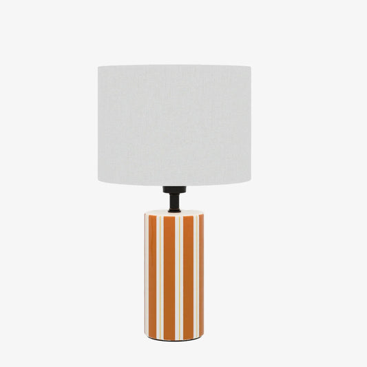 Lampe à Poser Hopper - Céramique Orange &amp; Abat-jour Lin