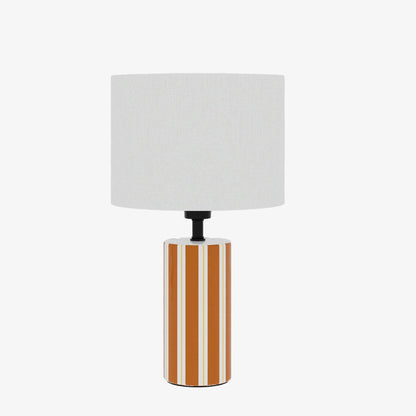 Lampe à Poser Hopper - Céramique Orange &amp; Abat-jour Lin