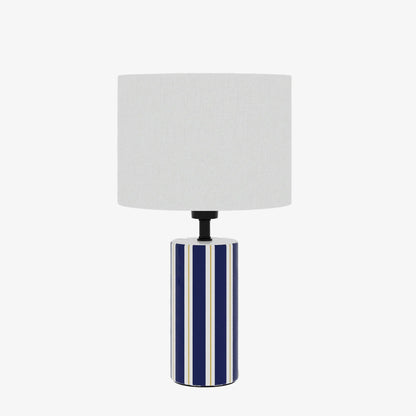 Lampe à Poser Hopper - Céramique Bleue &amp; Abat-jour Lin