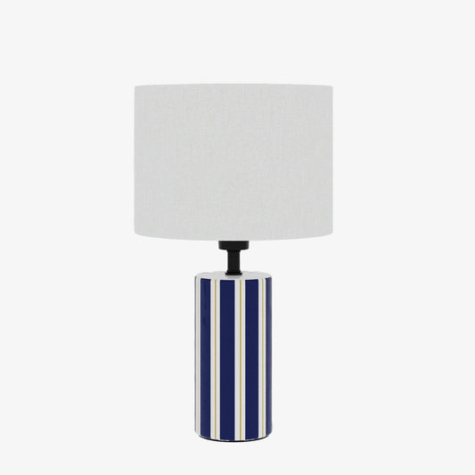 Lampe à Poser Hopper - Céramique Bleue &amp; Abat-jour Lin