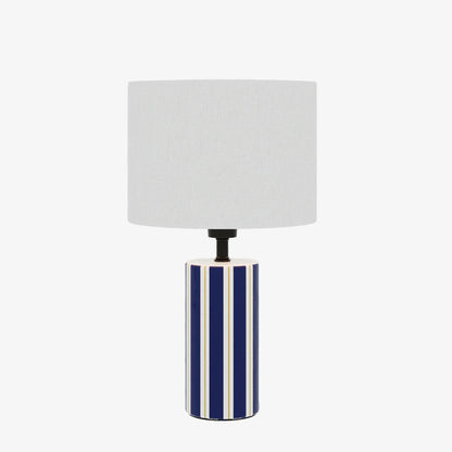 Lampe à Poser Hopper - Céramique Bleue &amp; Abat-jour Lin