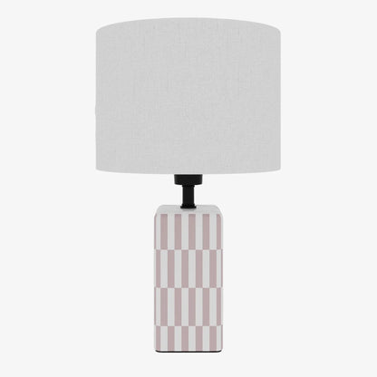 Lampe à poser Manet – céramique rose poudré et lin naturel