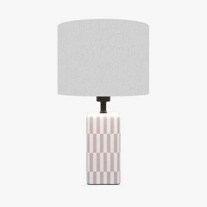 Lampe à poser Manet – céramique rose poudré et lin naturel