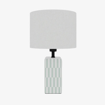 Lampe à poser Manet – céramique vert d'eau et lin naturel