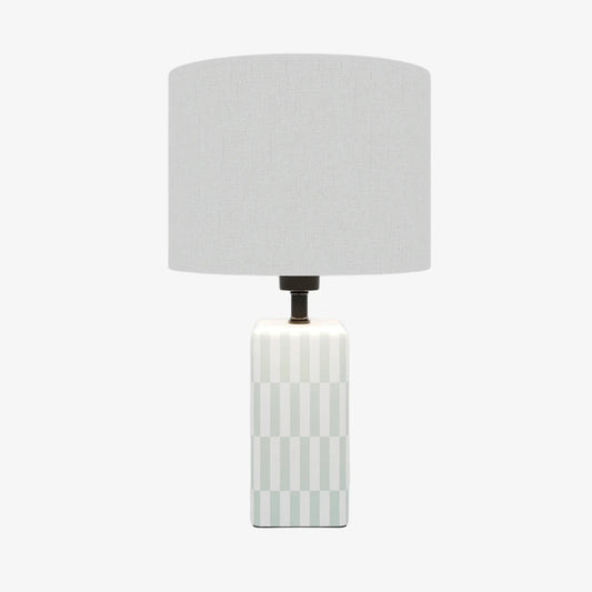 Lampe à poser Manet – céramique vert d'eau et lin naturel