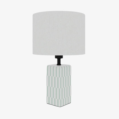 Lampe à poser Manet – céramique vert d'eau et lin naturel